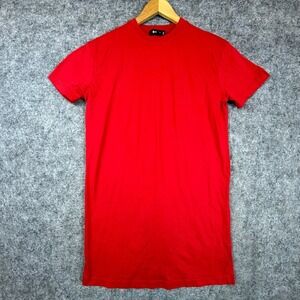 Missguided T Shirt Dress Womens 0 Red Cotton Crew Neck Casual Short Sleeve